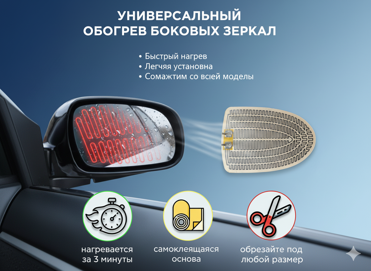 Car Side Wing Mirror Heating Pad 12v Universal